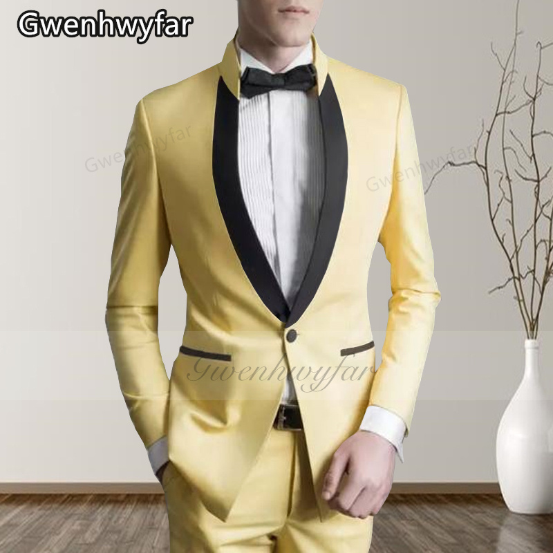 Men'S Grooming For Marriage - Gwenhwyfar Light Yellow Groom Wear Suits